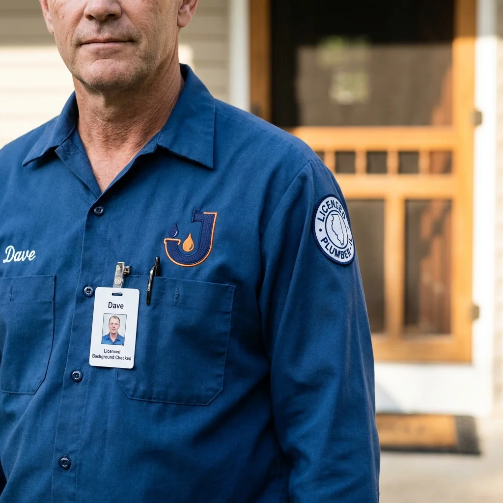 Licensed plumber showing ID badge in Fruita, CO