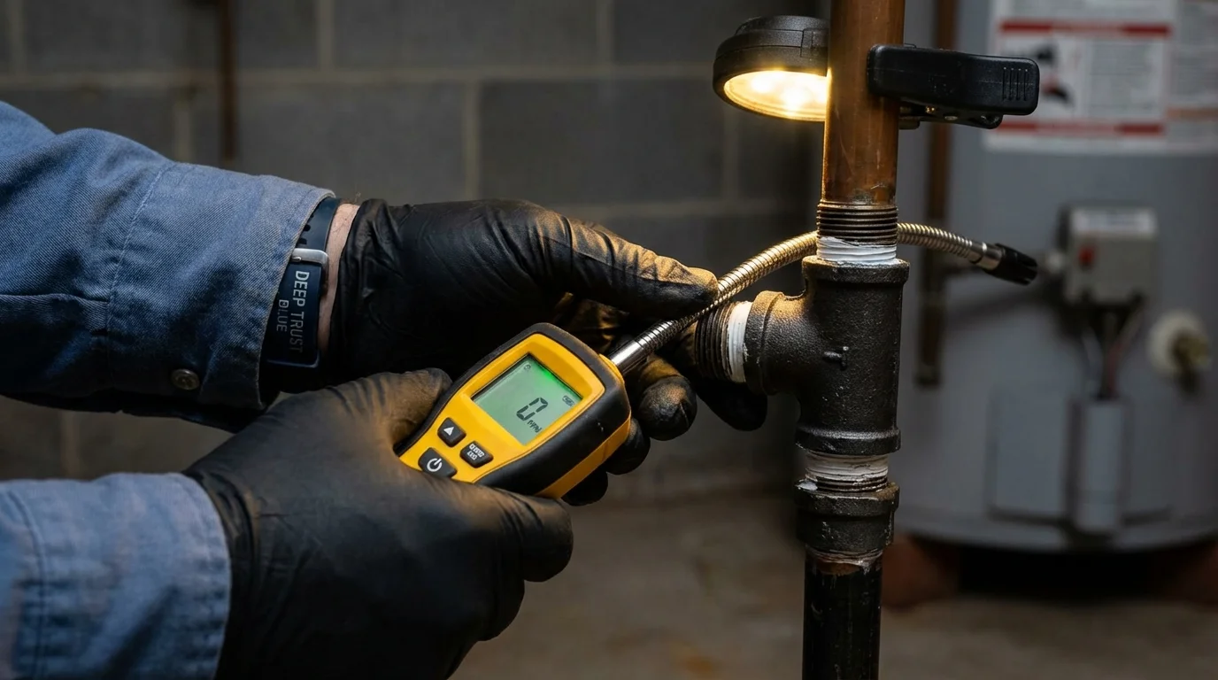 Gas leak detection with electronic sniffer by Johns Plumbing LLC in Fruita