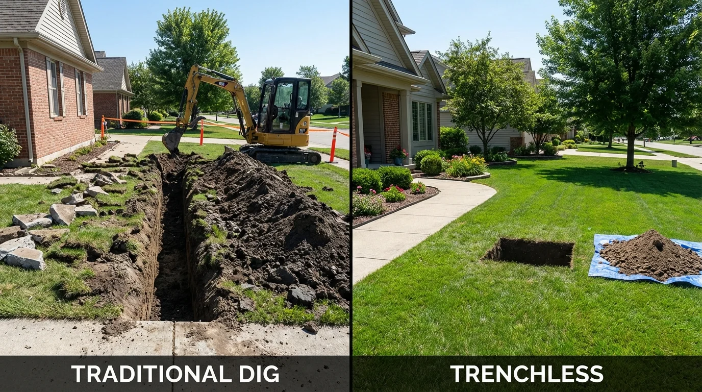 Trenchless sewer repair with minimal yard damage versus traditional excavation in Fruita, CO